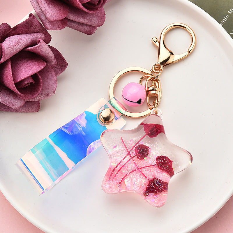 Wholesale Quicksand Glitter Acrylic Starfish Shell Keychain